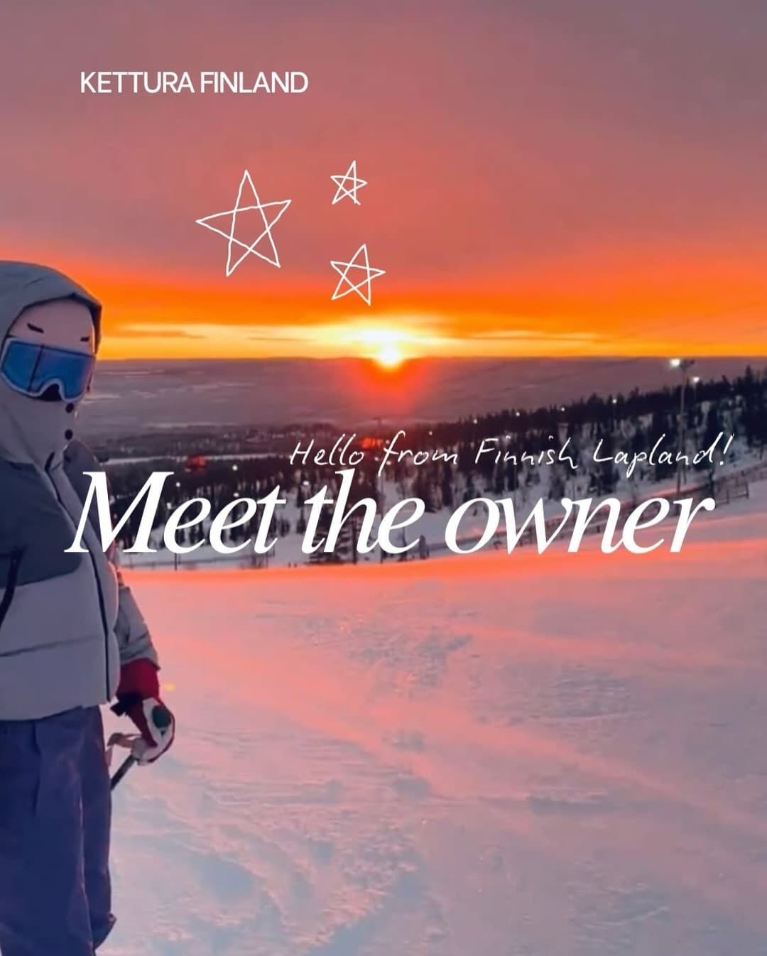 Meet the owner of Kettura Finland — skiing at sunset on Levi fell